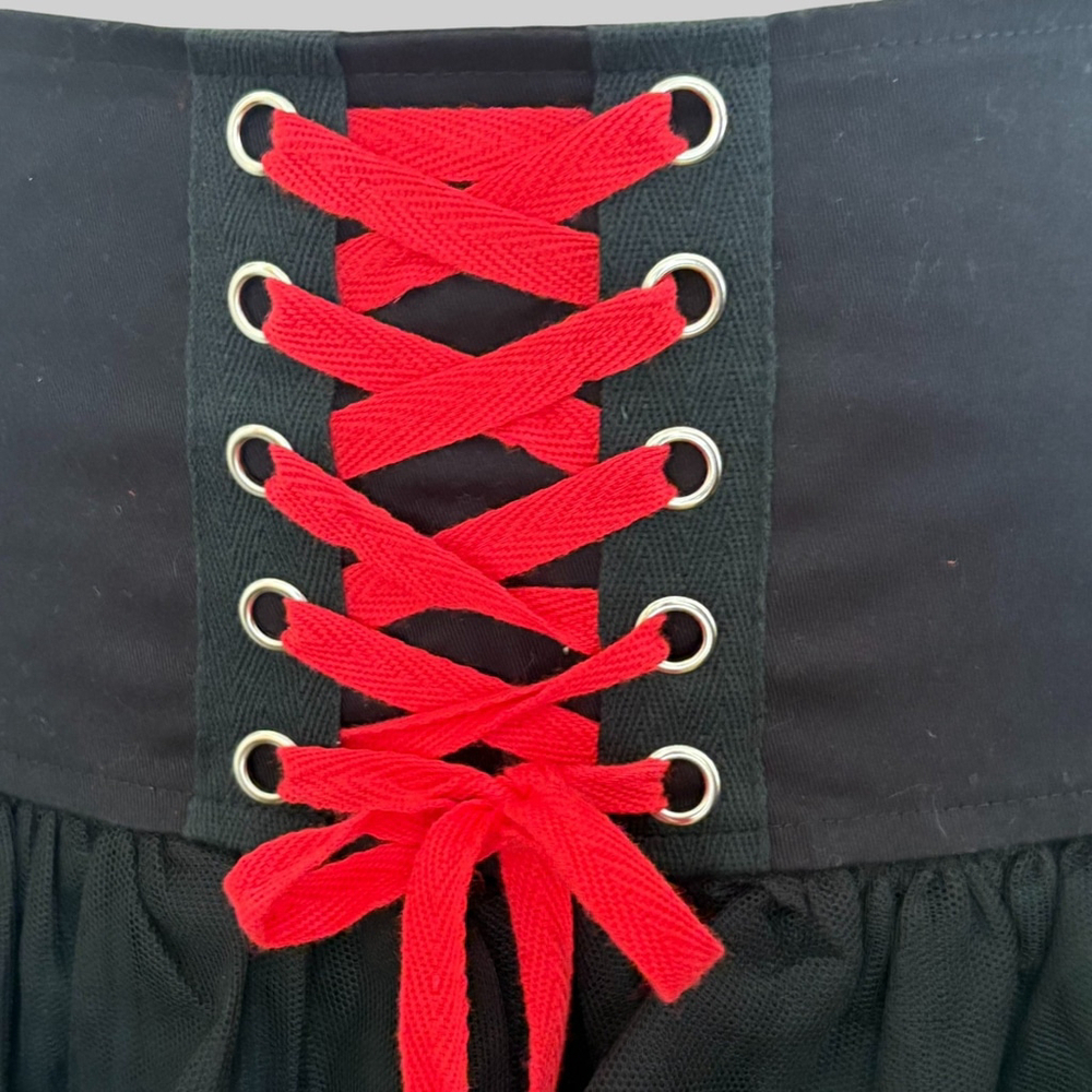 Dolls Kill Widow Black Lace Up Tulle Mini Skirt Small - Picture 6 of 8